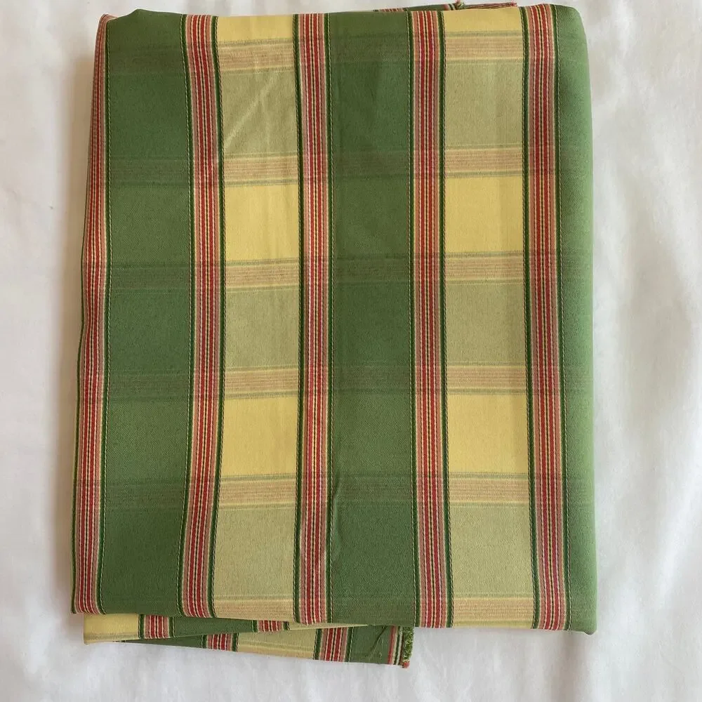 Green & Yellow Striped‎ Fabric with a Touch of Red Interwoven Fabric 57